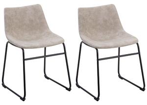 Set di 2 sedie da pranzo rivestimento in tessuto beige gambe nere stile retrò rustico Beliani