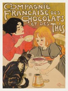 Riproduzione Compagnie Fran aise des Chocolats et des Th s Vintage French Cat Poster Th ophile Steinlen