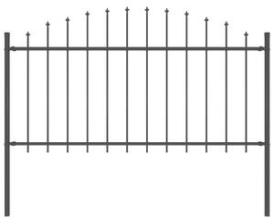 Recinzione Giardino Punta a Lancia (1,25-1,5)x1,7m Acciaio Nero
