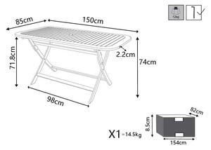 SOLEA - tavolo da giardino pieghevole salvaspazio in legno massiccio di acacia 150x80