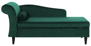 Chaise Longue in Velluto Verde con Contenitore Versione Sinistra Beliani
