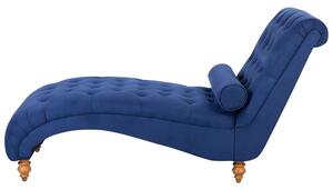 Chaise longue in tessuto beige Chesterfield abbottonato moderno soggiorno Chaise gambe in legno Beliani