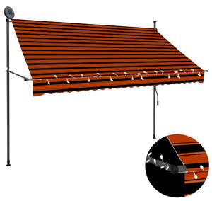 Tenda da Sole Retrattile Manuale LED 250 cm Arancione e Marrone