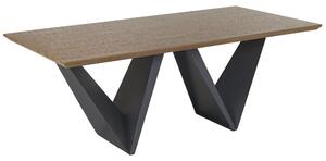 Tavolo da pranzo Piano in legno scuro Gambe in metallo Nero 200 x 100 cm Industrial Beliani