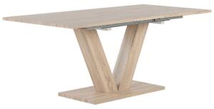 Tavolo da pranzo in legno impiallacciato rovere chiaro 140L x 90L x 75H cm Piano allungabile moderno Beliani