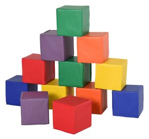 HOMCOM Set 12 Cubi Morbidi senza Ftalati, Gioco per Bambini Educativo da 2 Anni in Su, 20x20x20cm, Multicolore