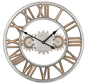 Orologio da Parete Argento Anticato Cornice in Ferro Design Industriale Ingranaggi Numeri Romani Rotondi 46 cm Beliani