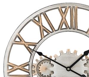 Orologio da Parete Argento Anticato Cornice in Ferro Design Industriale Ingranaggi Numeri Romani Rotondi 46 cm Beliani