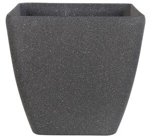 Vaso per piante fioriera in poliresina solida grigio scuro in miscela di pietra quadrata 49 x 49 cm resistente ai raggi UV Beliani