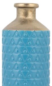 Vaso da Tavolo Decorativo Blu con gres porcellanato dorato 39 cm Glamour in stile moderno Beliani