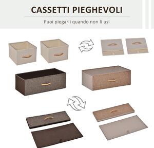 HOMCOM Cassettiera 4 Cassetti Pieghevoli in Tessuto e Ripiano in MDF, Arredamento Soggiorno e Camera, 58x29x78.5cm, Multicolore