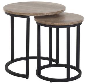 Nido di tavoli in 2 pezzi base in metallo MDF effetto legno scuro stile industriale Beliani