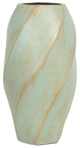 Vaso Decorativo in Ceramica Verde Chiaro Ondulata Design Moderno 13 x 38 cm Beliani