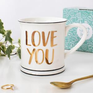 Sass & Belle Mug con scritta Love You Oro