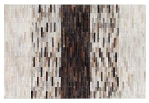 Tappeto tappetino Marrone con Pelle Beige 140 x 200 cm Motivo Patchwork Moderno Fatto a Mano Beliani