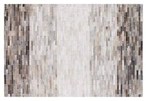 Tappeto da Zona Grigio con Pelle Beige 140 x 200 cm Tappeto Rettangolare Moderno con Motivo Patchwork Fatto a Mano Beliani
