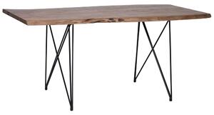 Tavolo da pranzo in legno di acacia scuro 200 x 100 cm 8 posti forcine in acciaio Nero industriale Beliani