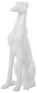 Scultura Cane Bianco Finitura Lucida 80 cm Figura Decorativa Beliani