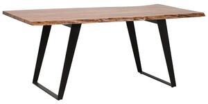 Lampada da tavolo da pranzo in legno di acacia 200 x 100 cm 8 posti gambe in acciaio Nero industriale Beliani
