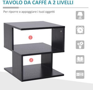 HOMCOM Tavolino Basso da Salotto 3 Ripiani, Design Moderno in Legno, Salvaspazio, 40x40x43cm - Nero
