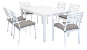 DEXTER - set tavolo in alluminio cm 160/240 x 90 x 75 h con 4 sedie e 2 poltrone Dexter