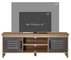 HOMCOM Mobile Porta TV Design Moderno in Stile Industriale, Mobile Basso per TV fino 42" con 2 Cassetti e 2 Ripiani in Legno, Marrone