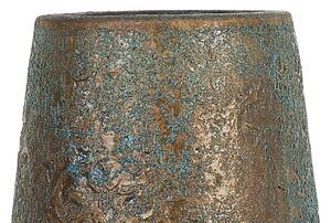 Vaso decorativo alto in ceramica blu dorato 42 cm Vaso da terra da tavolo effetto anticato Beliani