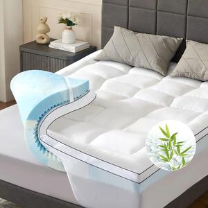 Coprimaterasso NicePlus con piumino, 160x200x7 cm, schiuma gel a 5 zone - Per un sonno ristoratore, rete a maglie a 360° adatta a tutti i materassi, H2/H3