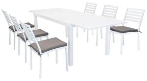 DEXTER - set tavolo in alluminio cm 160/240 x 90 x 75 h con 6 sedie Dexter