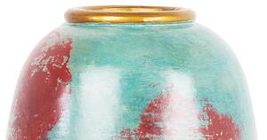 Vaso decorativo alto in ceramica verde menta e rossa da 46 cm Vaso da terra da tavolo effetto anticato Beliani
