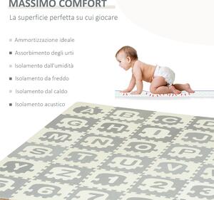 HOMCOM Tappeto Puzzle per Bambini 36 Pezzi con Lettere e Numeri, in Schiuma EVA Antiscivolo, Area Coperta 3.24㎡, Bianco e Grigio