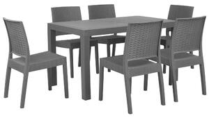 Set da pranzo da giardino Tavolo rettangolare grigio 140 x 80 cm 6 sedie impilabili 6 posti minimalista Beliani