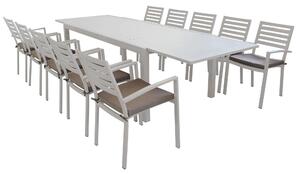 DEXTER - set tavolo da giardino allungabile 200/300x100 compreso di 10 poltrone in alluminio