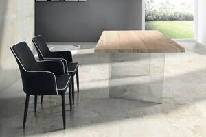 ANTHONY - tavolo da pranzo moderno in vetro rovere impiallacciato 160x90