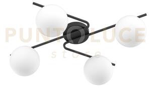 Holly applique-plafoniera 4 luci attacco e27 nero con vetro bianco 