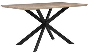 Tavolo da pranzo leggero piano in legno gambe in metallo Nero 140 x 80 cm 6 posti rettangolare industriale Beliani