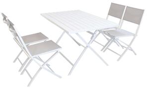 ABELUS - set tavolo da giardino pieghevole salvaspazio in alluminio 70x130 compreso di 4 sedie in alluminio e textilene