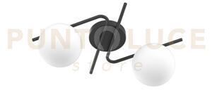Holly applique-plafoniera 2 luci attacco e27 nero con vetro bianco 