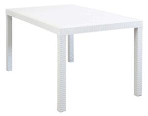 CALIGOLA - tavolo da giardino rettangolare fisso in wicker stampato bianco cm 150x90 da esterno giardino terrazzo portico locale bar