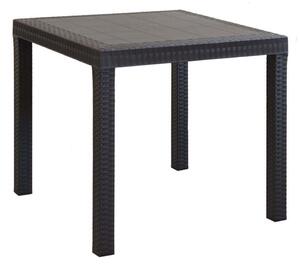 CALIGOLA - tavolo da giardino quadrato fisso in wicker stampato marrone cm 80x80 da esterno giardino terrazzo portico locale bar