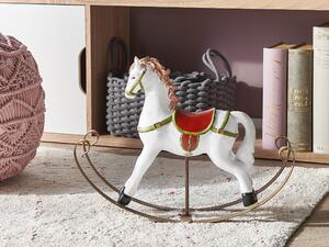Statuetta decorativa Cavallo a dondolo in poliresina bianca 35 cm Beliani