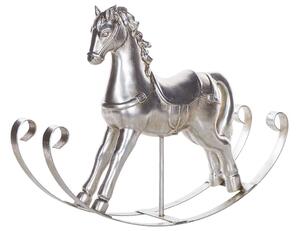 Figura Decorativa a Forma di Cavallo a Dondolo Argento 35 x 46 cm Beliani