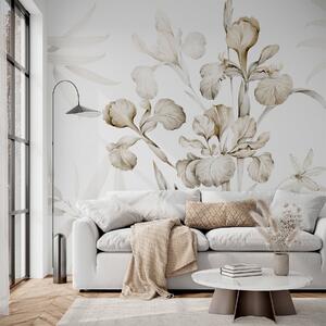 Carta da parati Iris, sfumature di beige, Carta da parati Floreale, w03955v2 : Uwalls.it