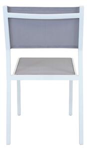 DEXTER - set tavolo giardino rettangolare allungabile 160/240x90 con 6 sedie in alluminio bianco e textilene da esterno
