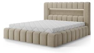 Letto matrimoniale imbottito beige con contenitore con rete inclusa 180x200 cm Lamica – ELTAP