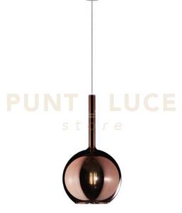 Lampadario a sospensione vetro 1555 medio rame 1 luce attacco e27 r