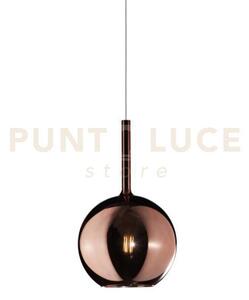 Lampadario a sospensione vetro 1555 grande rame 1 luce attacco e27 