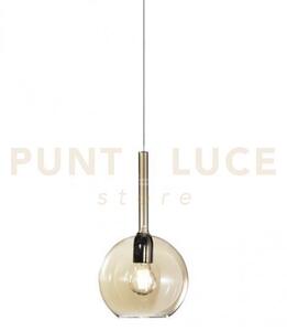 Lampadario a sospensione vetro 1555 medio ambra 1 luce attacco e27 