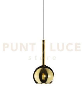 Lampadario a sospensione vetro 1555 piccolo oro 1 luce attacco e27 