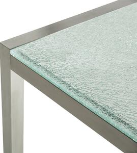 Tavolo da giardino piano in vetro incrinato 180 x 90 cm 6 posti struttura in acciaio piastra tripla Beliani